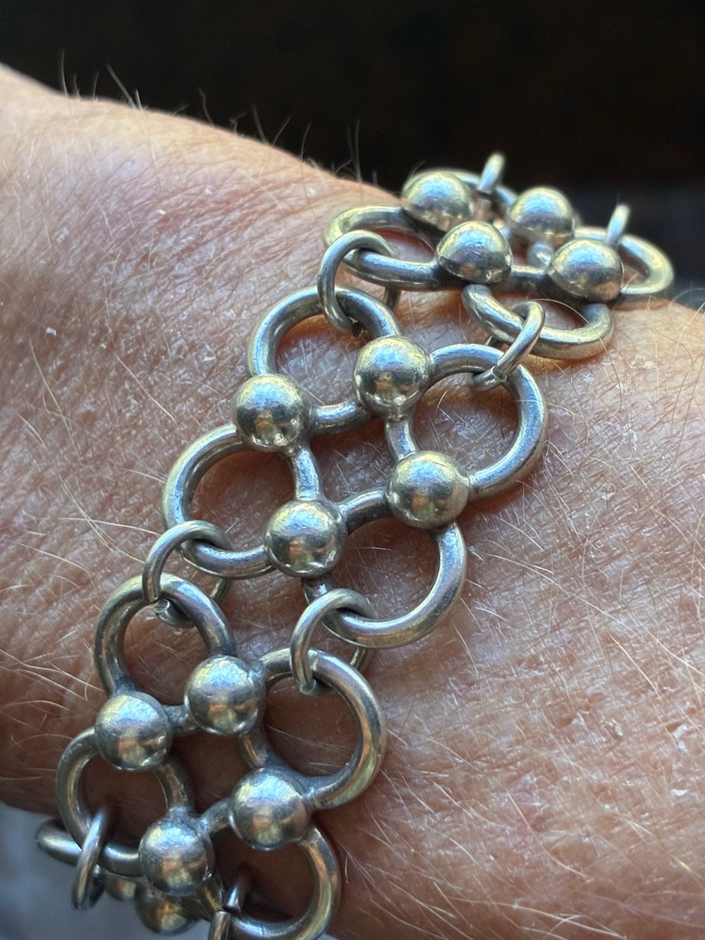 Sterling Silver Link & Bead Bracelet